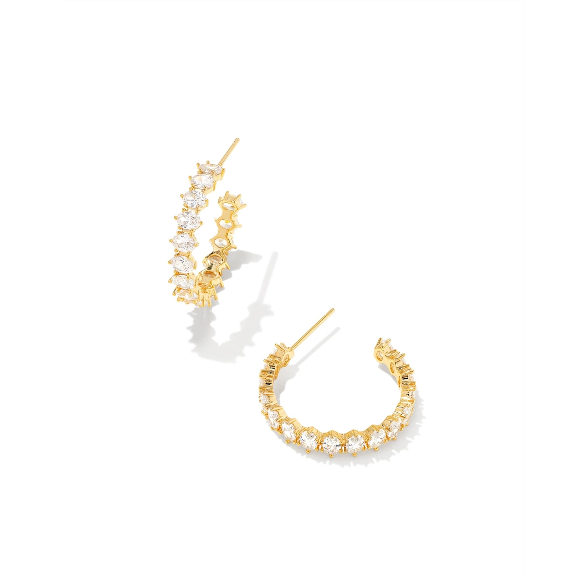 Kendra Scott Cailin Crystal Hoop Earrings in Gold With White CZ