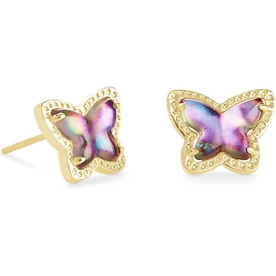 Kendra Scott Lillia Butterfly Stud Earrings in Gold with Lilac Abalone