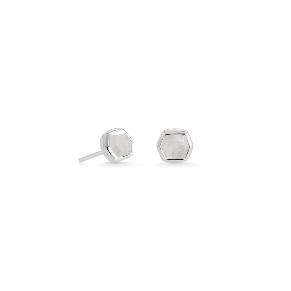 Kendra Scott Sterling Silver Davie Stud Earrings in Rainbow Moonstone