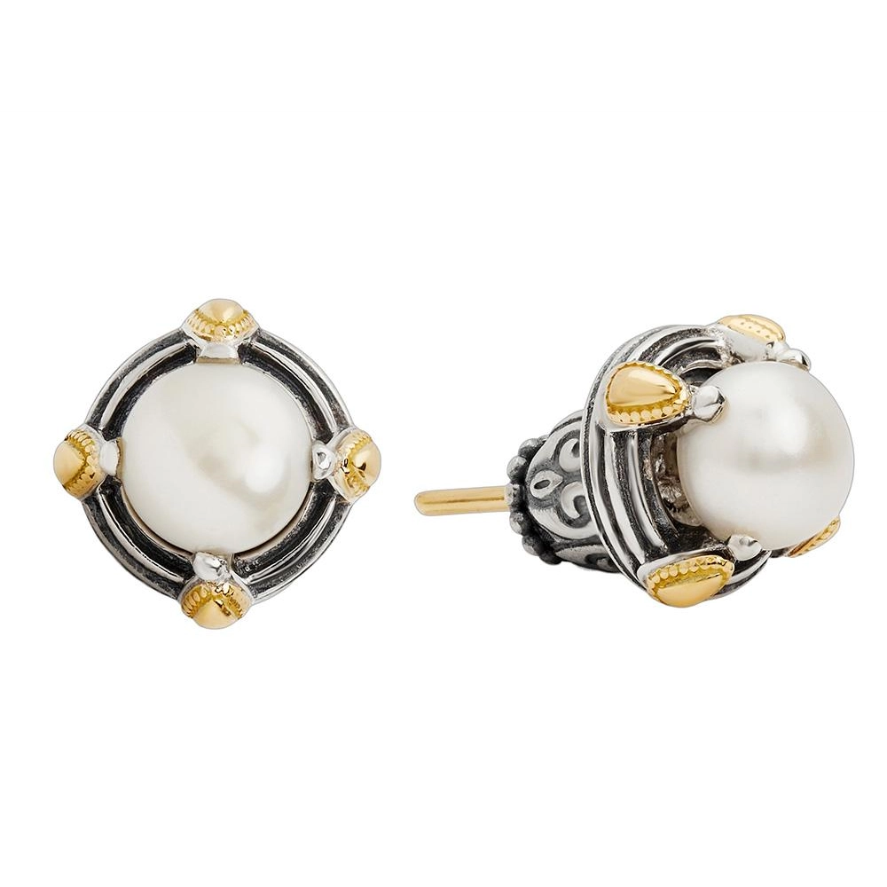 Konstantino Delos Silver and 18K Gold Pearl Stud Earrings