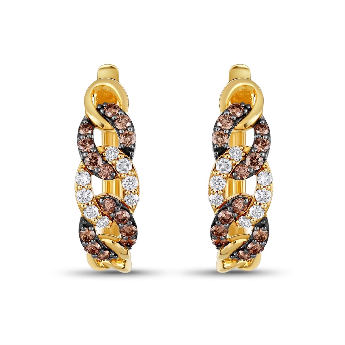 Le Vian 14K Honey Gold Chocolate and Nude Diamond Hoop Earrings, Link Design