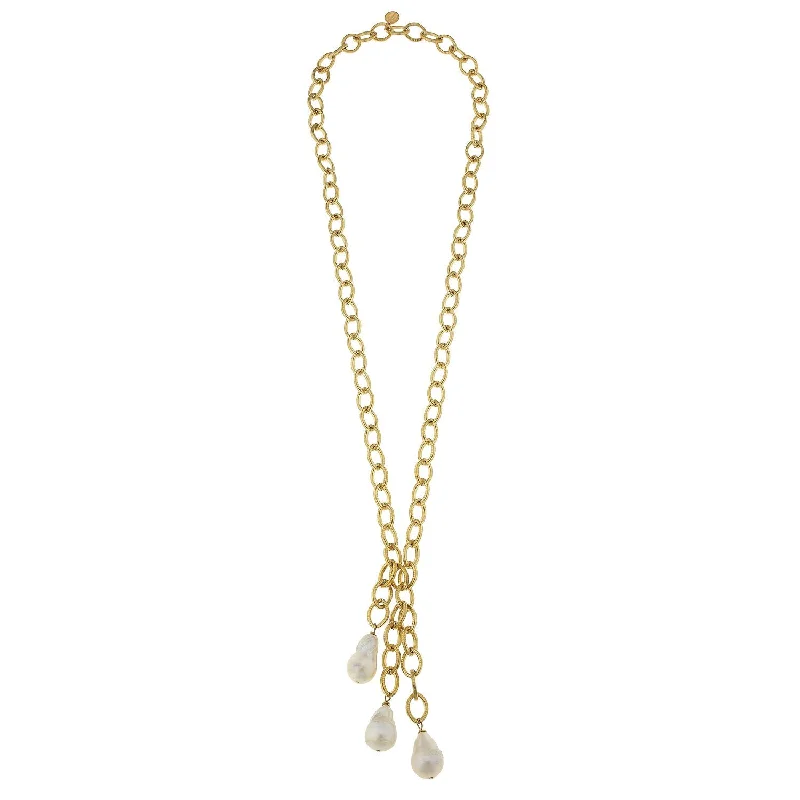 Long Baroque Pearl Chain Necklace