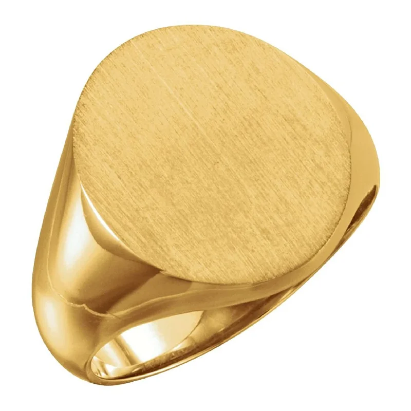 Men's 18k Yellow Gold Oval Signet Ring, 18X16mm, Size 11