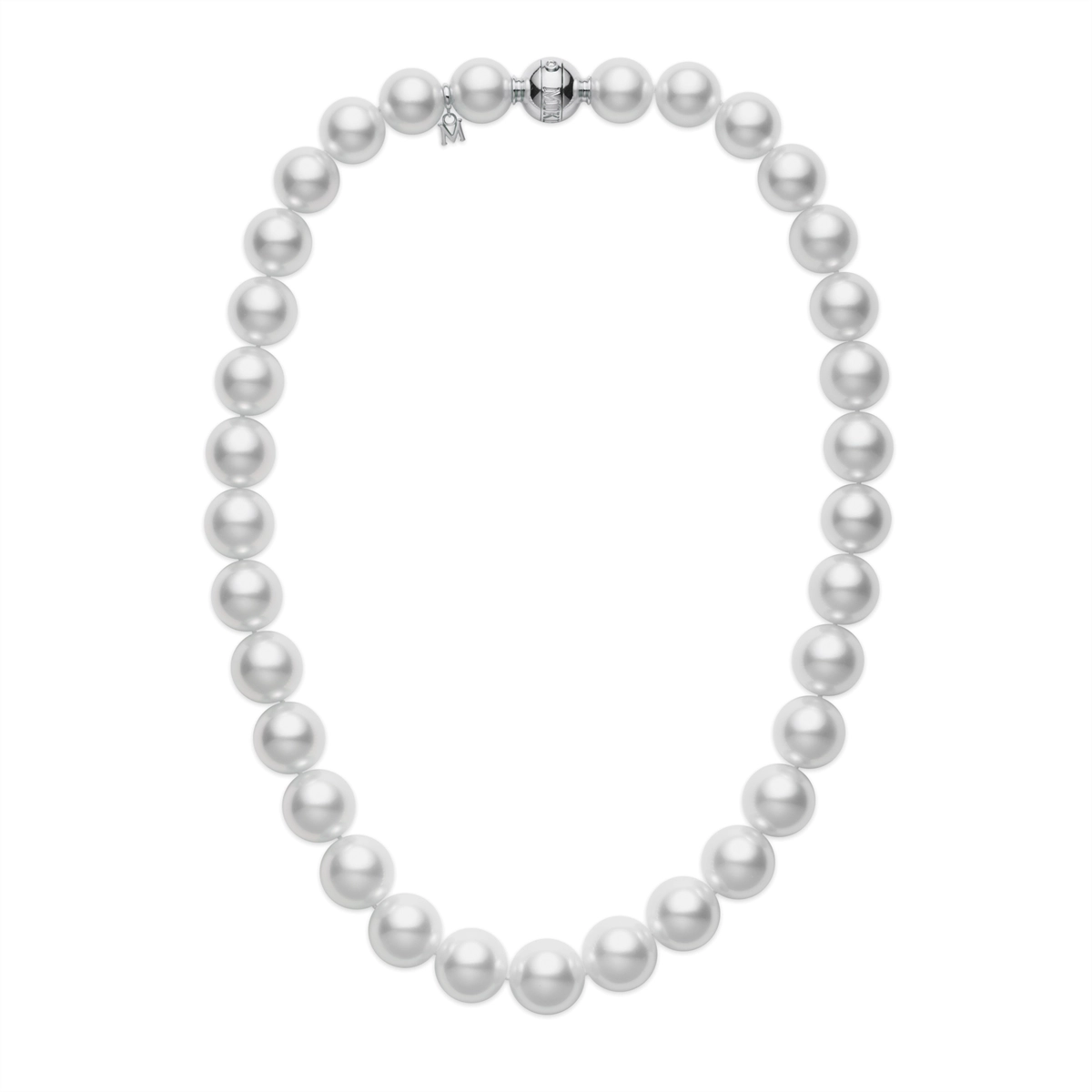 Mikimoto 18K White Gold Cultured Pearl and Diamond Necklace