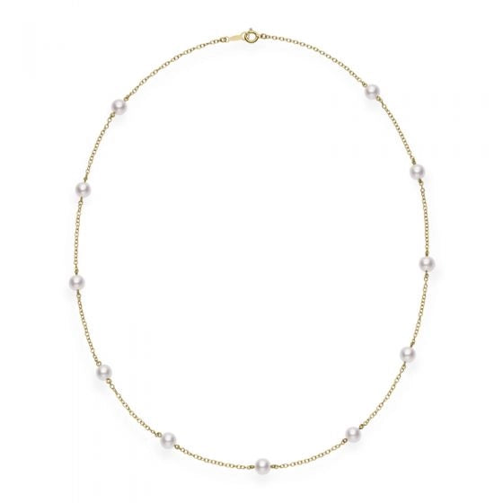 Mikimoto 18K Yellow Gold 5.5mm Cultured Akoya Pearl Station Necklace, 18in