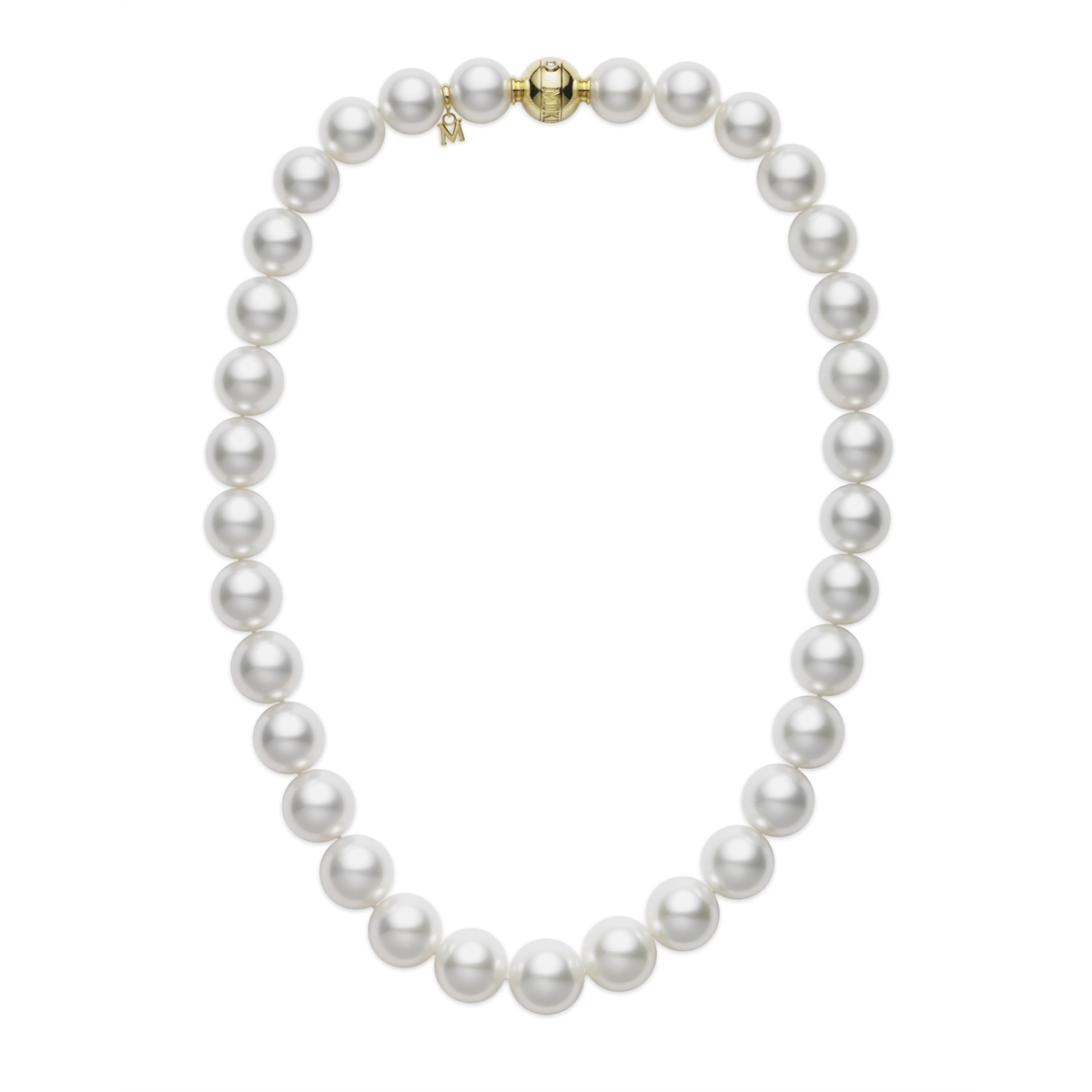 Mikimoto 18K Yellow Gold Cultured Pearl and Diamond Necklace