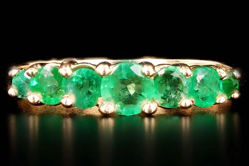 Modern 14K Yellow Gold Natural Emerald Band