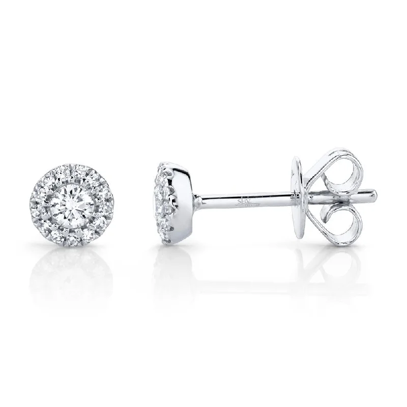 14K Gold .24 Carat Diamond Halo Stud Earrings