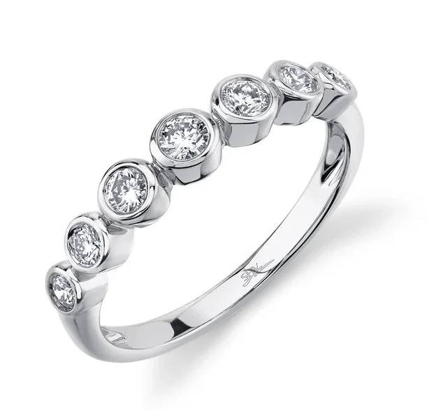 New 14K White Gold 0.39CT Diamond Bezel Band