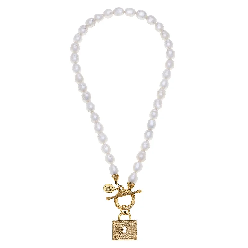 Lock Toggle Pearl Necklace