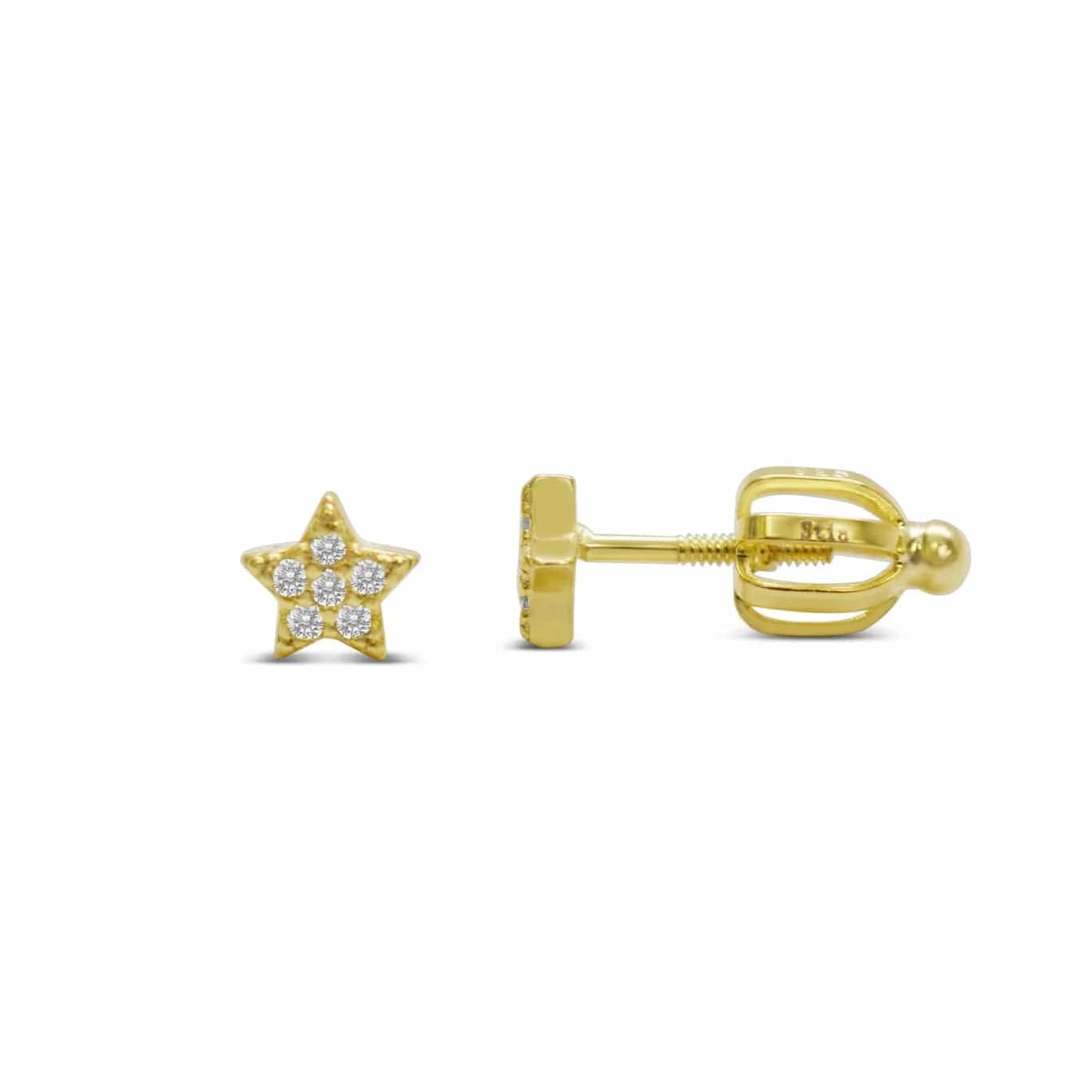 Gold Pave Star Stud Earrings