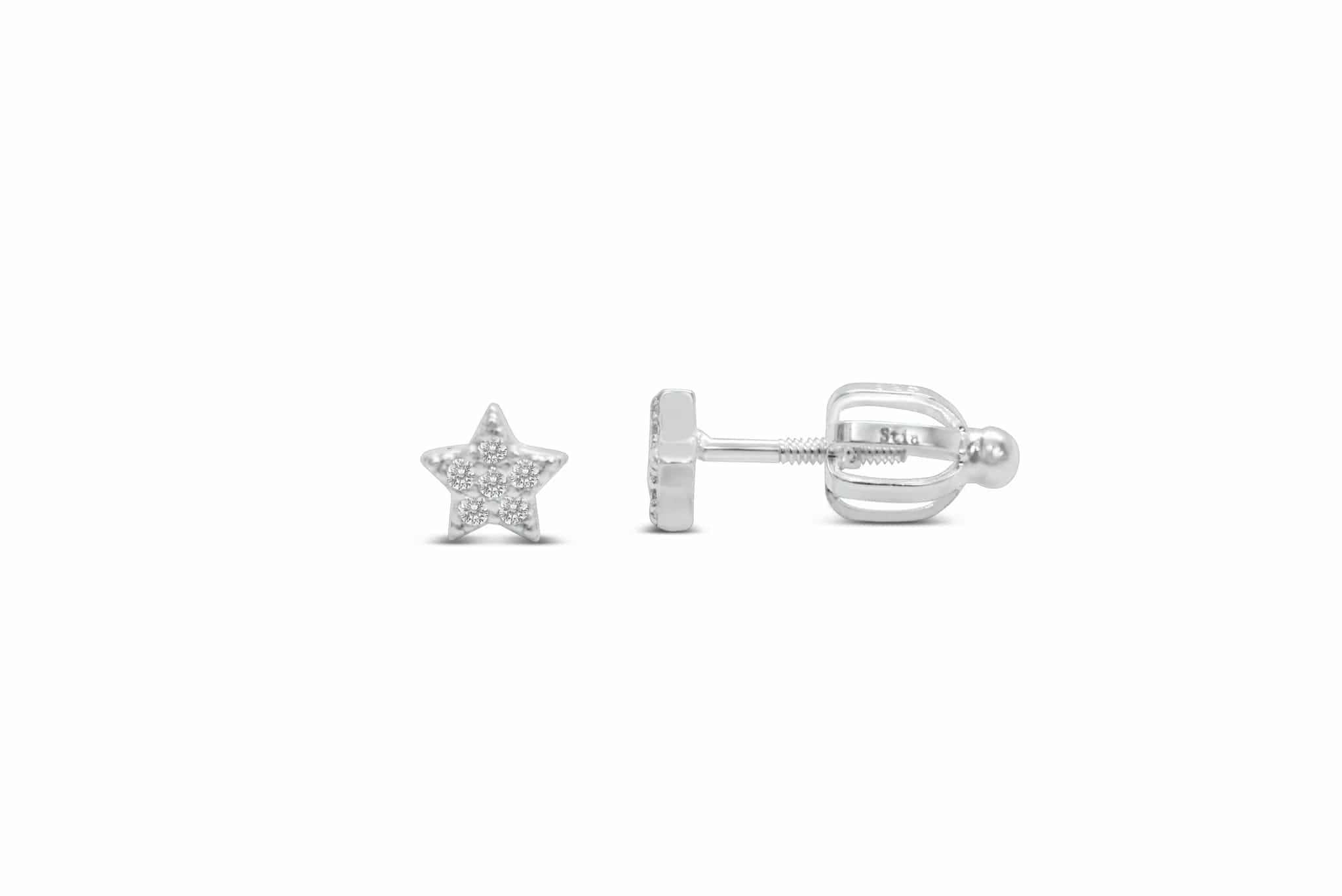 Silver Pave Star Stud Earrings