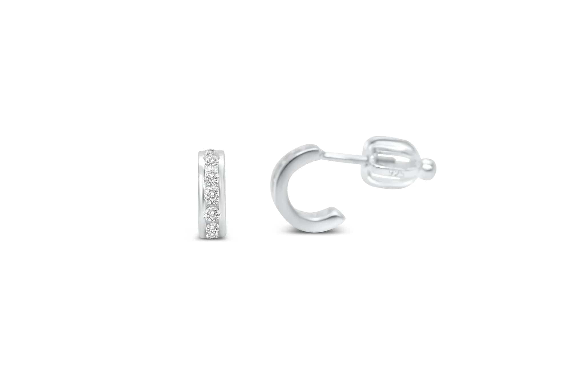 Silver CZ Half Hoop Earrings