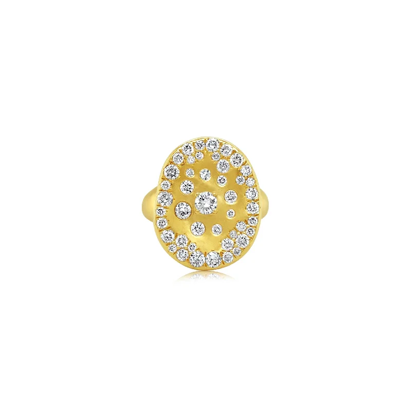 Satin Front Speckled Diamond Ring