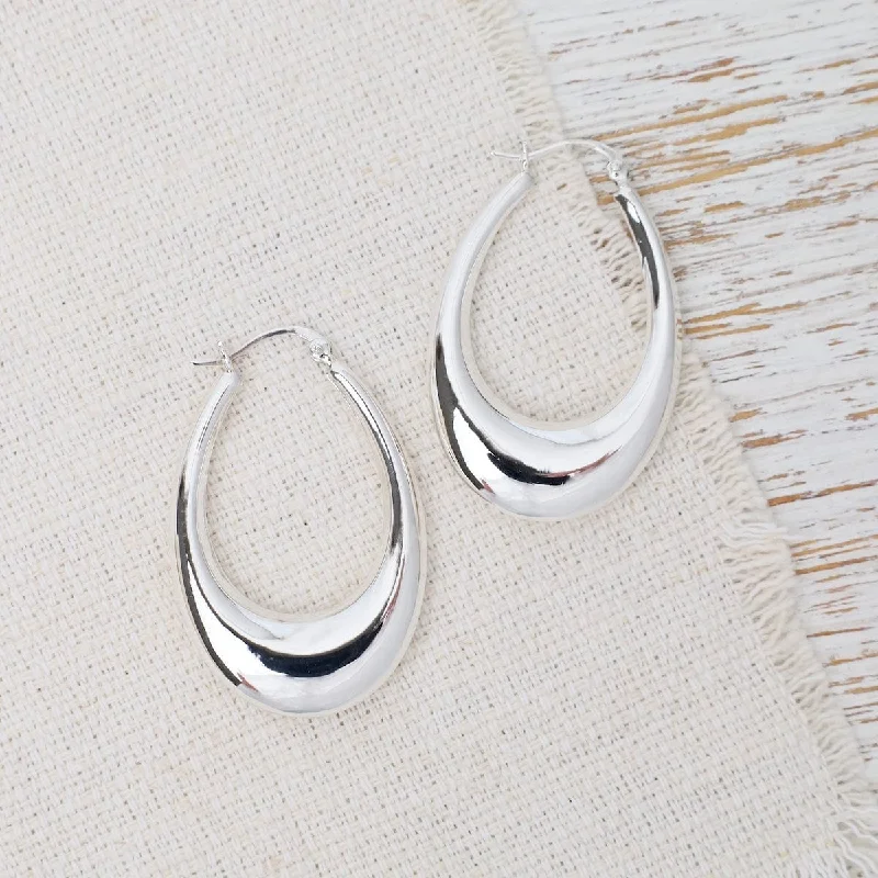 Electroform Puffy Oval Hoop Earrings