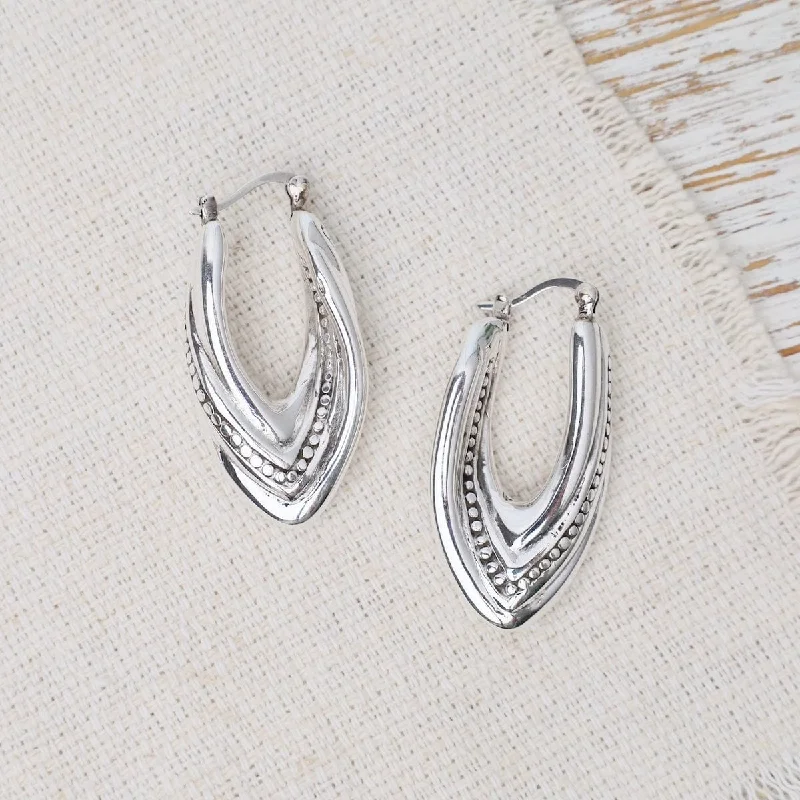 Electroform Oval Patterned Hoop Earrings