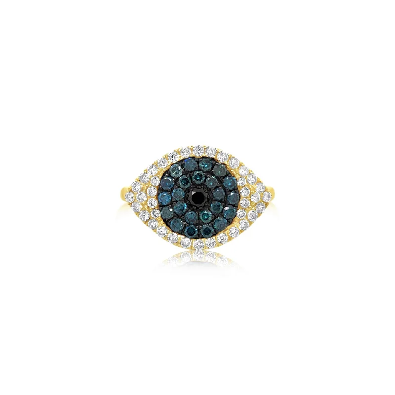 Three Color Diamond Eye Ring