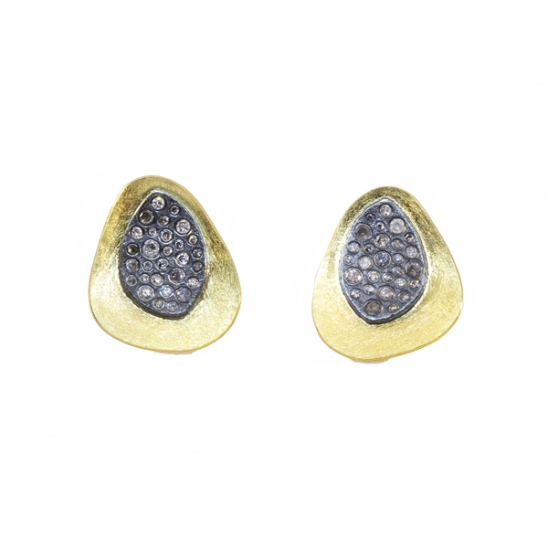 Todd Reed 18K Yellow Gold and Sterling Silver Diamond Stud Earrings