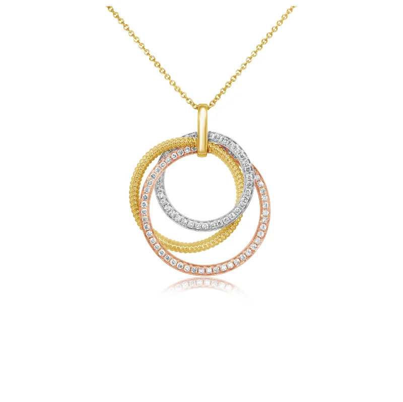 Tri-Color Diamond Rings Pendant