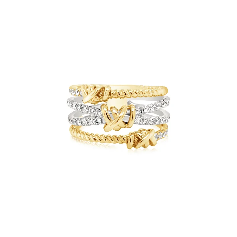 Two-Tone Knotted Diamond Ring