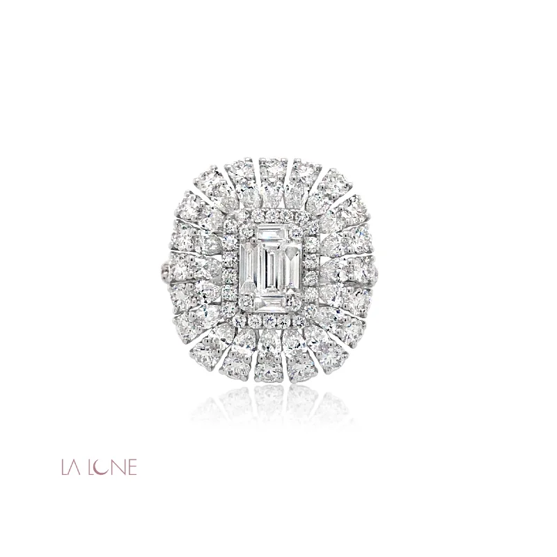 White Gold Diamond Starburst Ring - LaLune