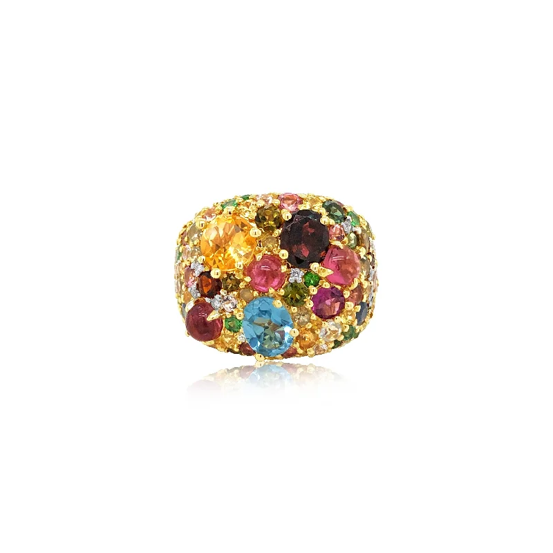 Diamond and Multi Gemstone Encrusted Ring