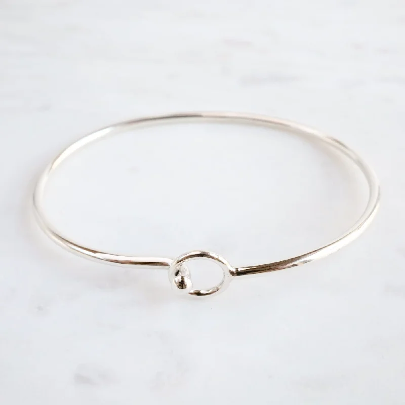 Sterling Silver Round Hook Bangle Bracelet