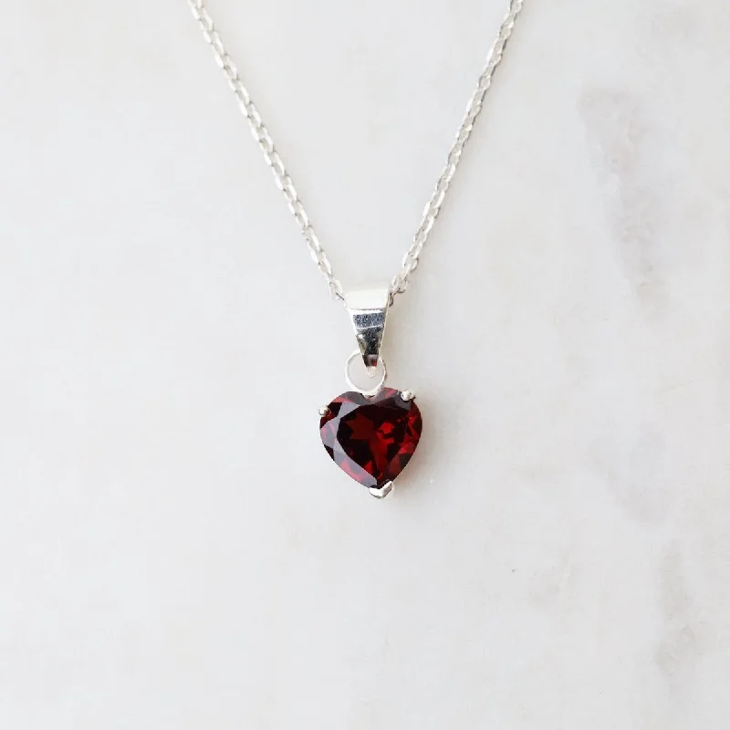 Prong Set African Garnet Heart Pendant