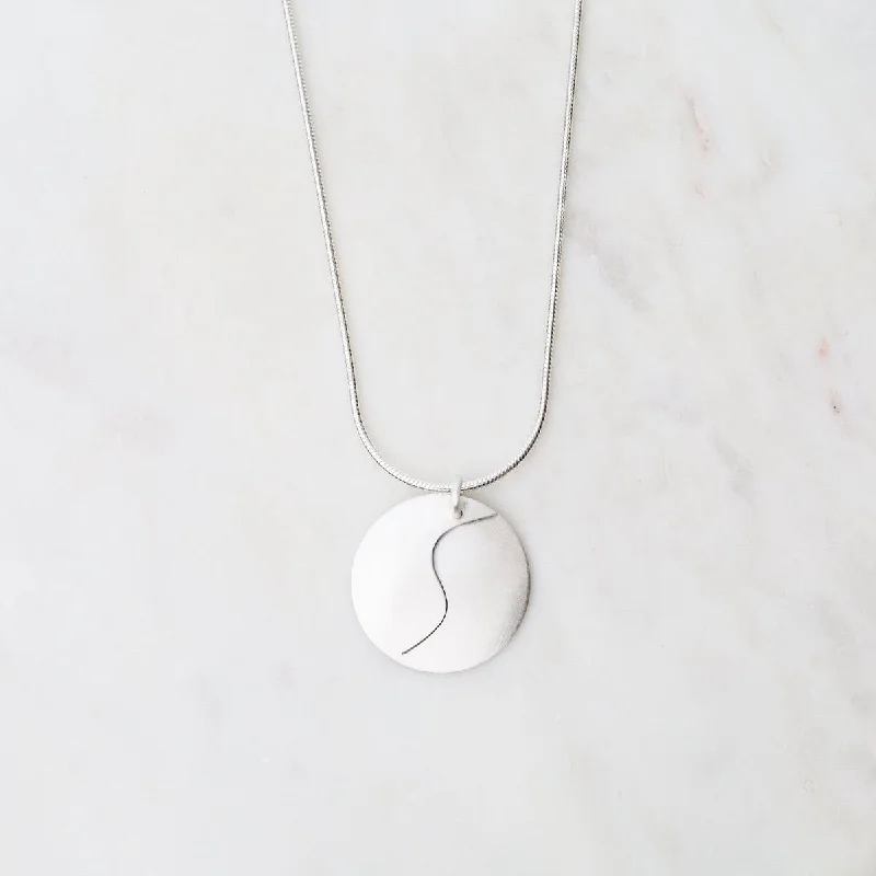 Matte Silver Swirl Pendant Necklace