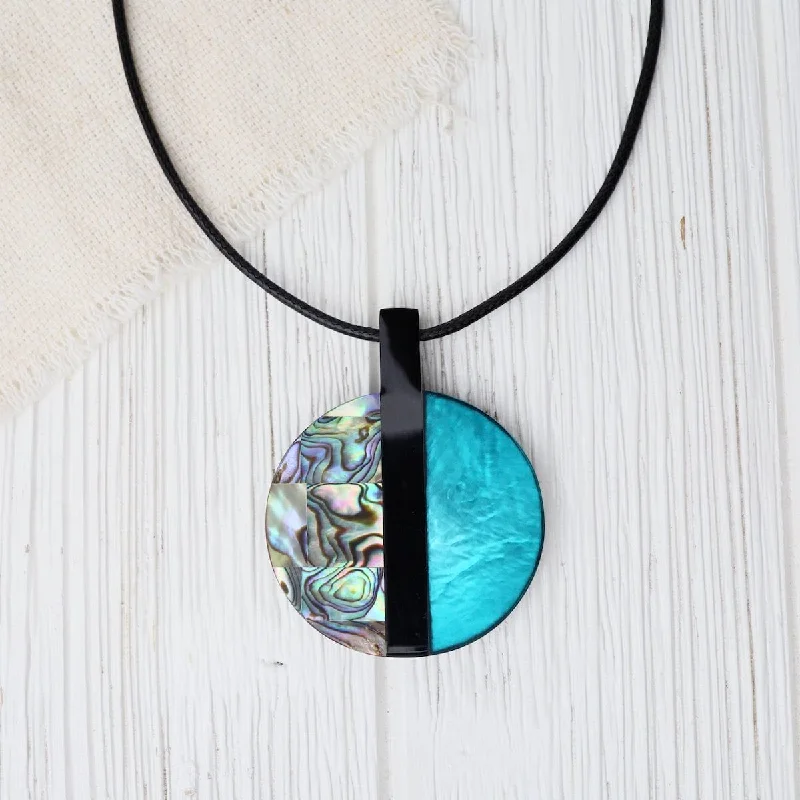 Two Tone Paua Adjustable Pendant Necklace