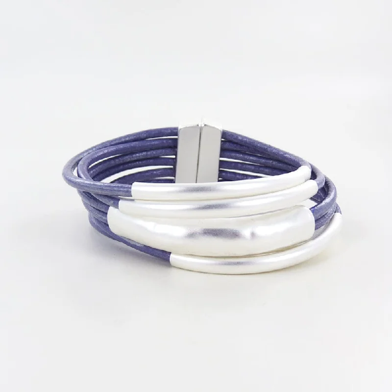 LAVENDER TUBE MATTE SILVER BRACELET