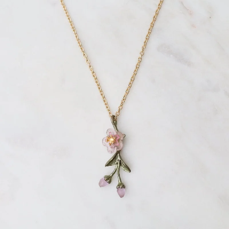 Peach Blossom Dainty Pendant Necklace