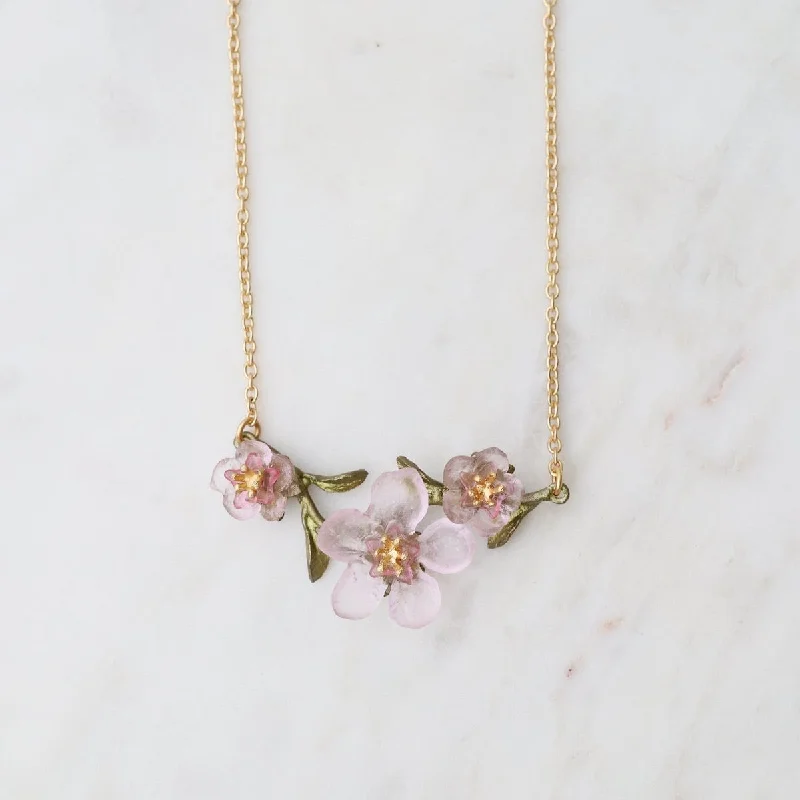 Peach Blossom Bar Pendant Necklace