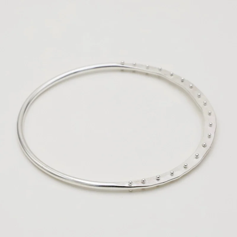 Crescent Bangle in Polished Silver