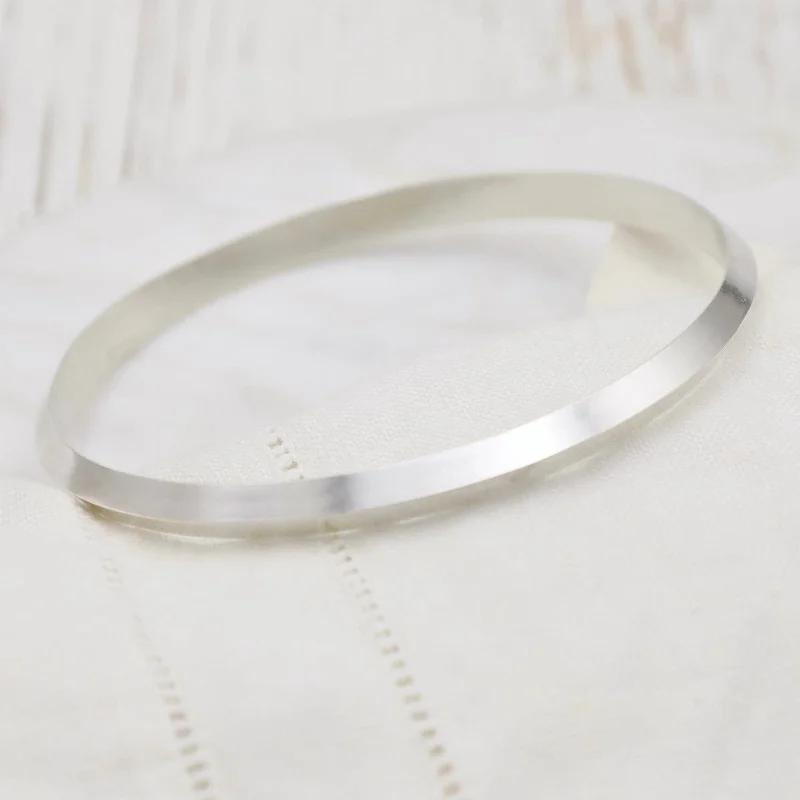 Wide Triangle Bangle in Polished Silver