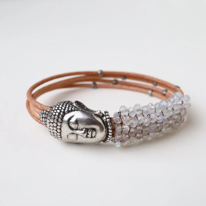 Moonstone Buddha Clasp Bracelet