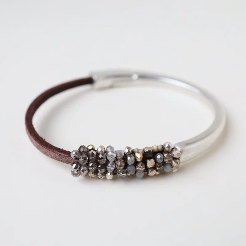 Hand Stitched Metallic Crystals Bracelet