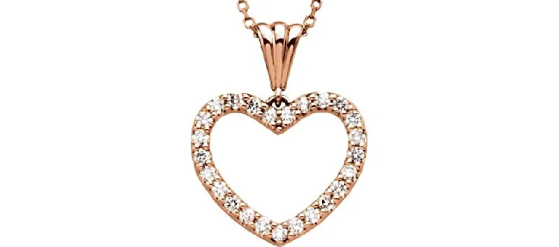 Diamond Heart 14k Rose Gold Pendant Necklace, 18" (1/2 Cttw)