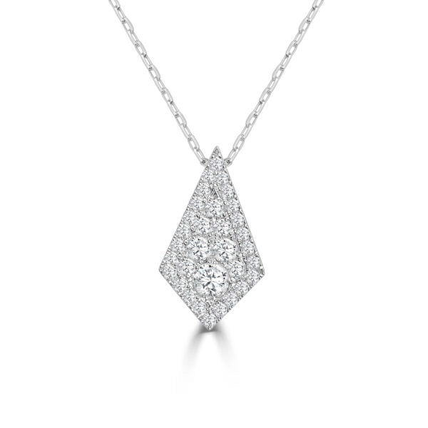 Frederic Sage 14K White Gold Firenze Diamond Kite Shaped Pendant Necklace