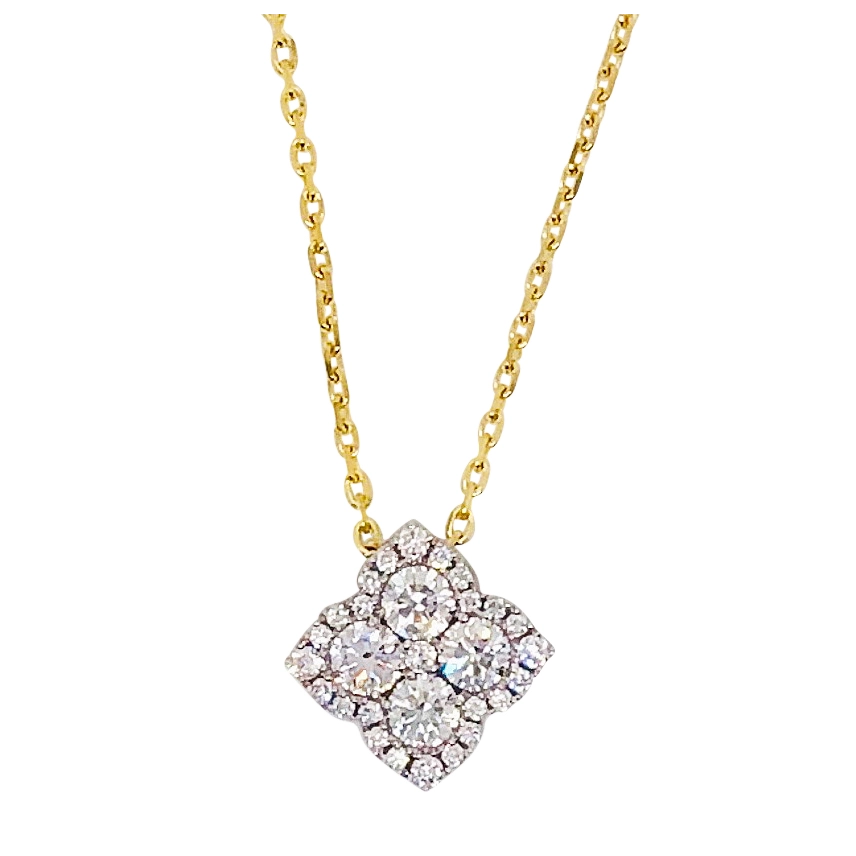 Frederic Sage 14K Yellow and White Gold Diamond Fleur D'Amour Pendant Necklace