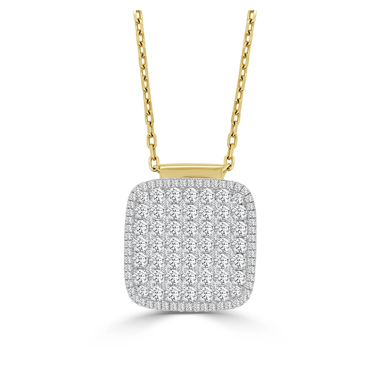 Frederic Sage 14K Yellow and White Gold Mega Firenze Cluster Diamond Cushion Pendant Necklace