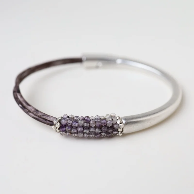 Hand Stitched Shaded Amethyst and Sterling Sterling Bracelet