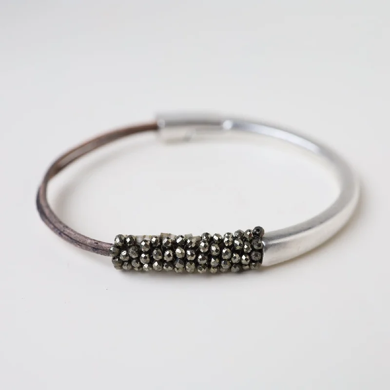 Hand Stitched Tiny Pyrite Bracelet