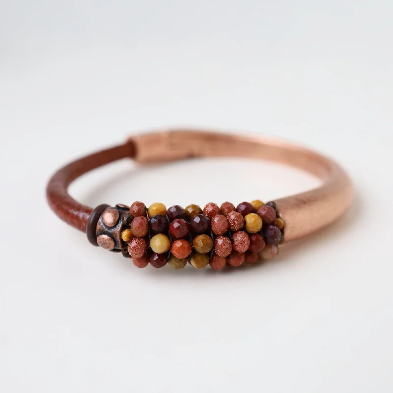 Hand Stitched Mookite, Copper Bead and Tiger Eye Bracelet