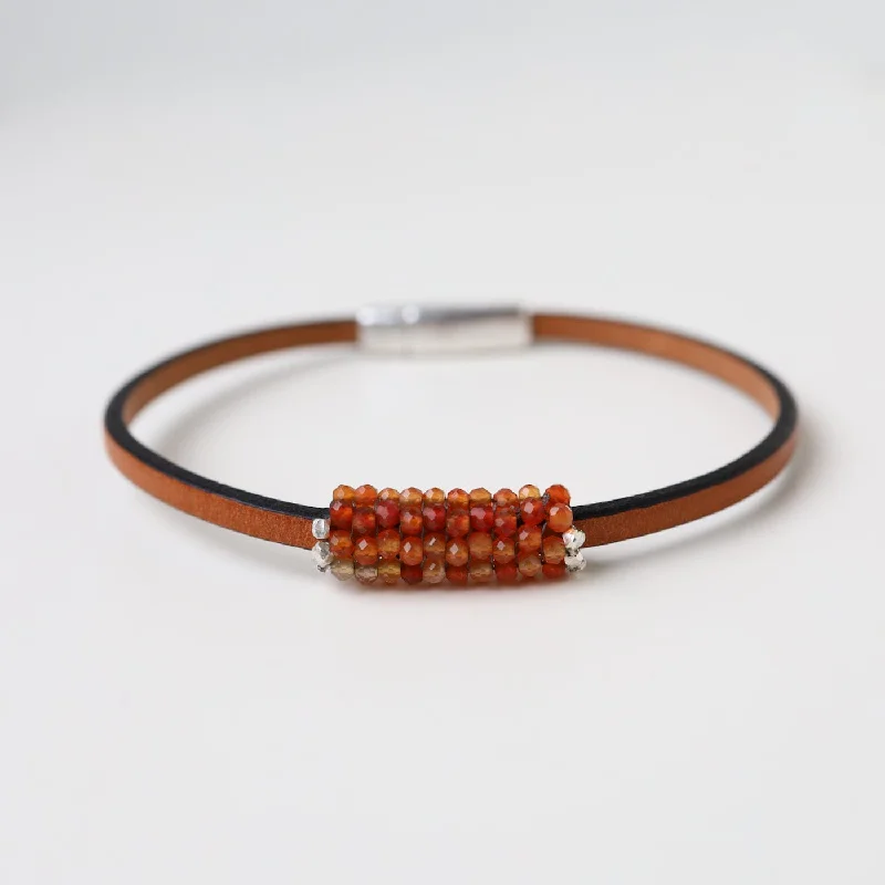 Hand Stitched Tiny Carnelian Bracelet