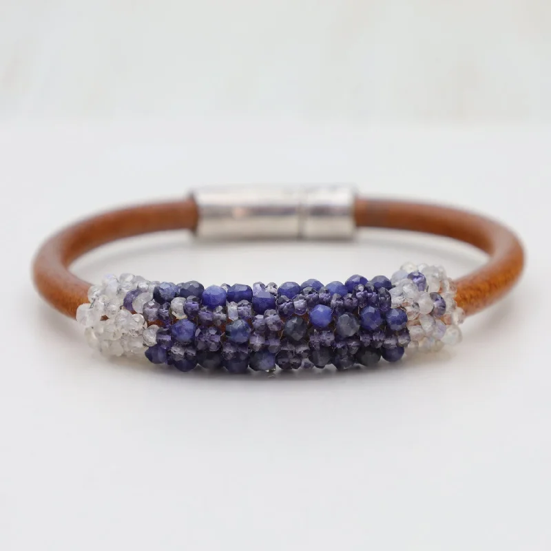 Hand Stitched Sodalite & Moonstone Bracelet