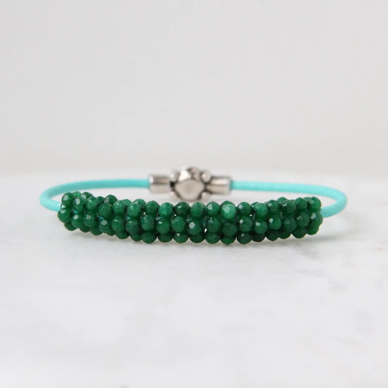 Hand Stitched Green Quartz Bracelet