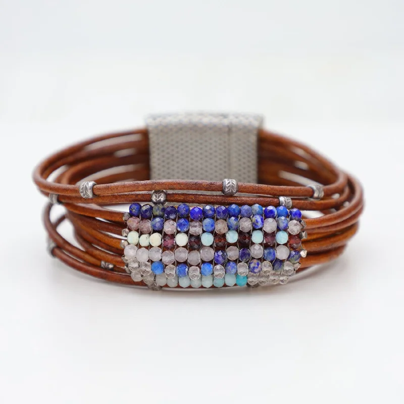 Hand Stitched Multi Gemstones Barcelet