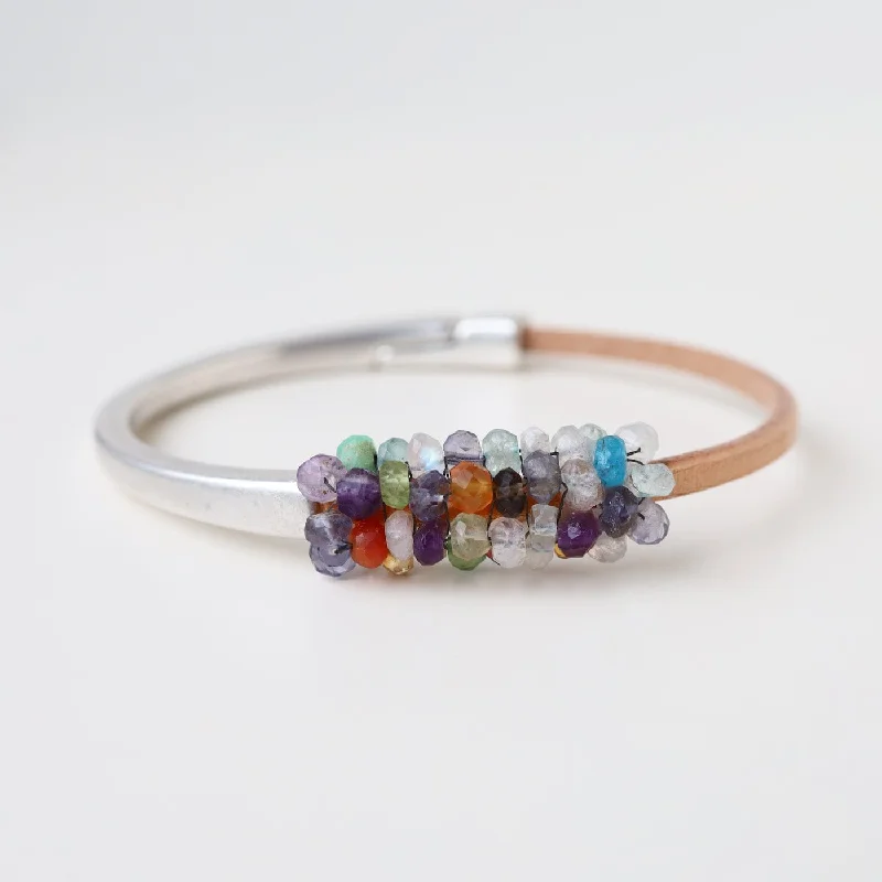 Hand Stitched Rainbow Assorted Gemstones Bracelet