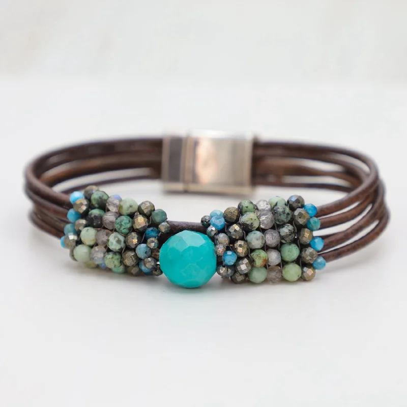 Hand Stitched Mix African Opal & Turquoise Bracelet